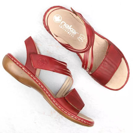 Patogūs odiniai Rieker W RKR685 sandalai, raudoni