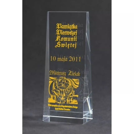Engraved glass trophy + paint filling