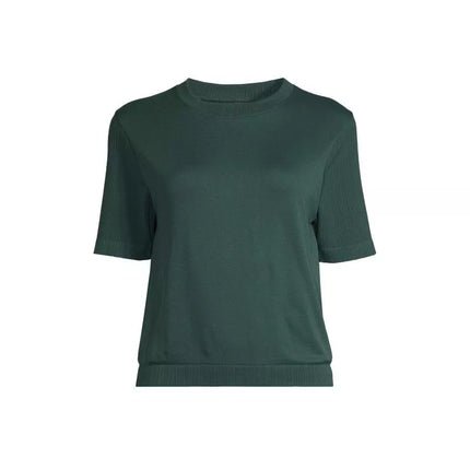 CASALL Besiūlė T-shirt su šonkauliuotomis rankovėmis, žalia