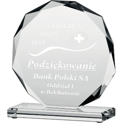 Graviruotas stiklinis trofėjus