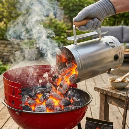 Ugnies uždegiklis kepsninei, aukštis 27,5 cm su medine rankena