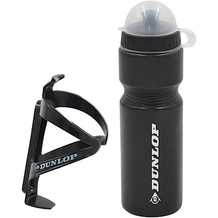 DUNLOP 750ML BICYCLE BOTTLE WITH CAGE BLACK