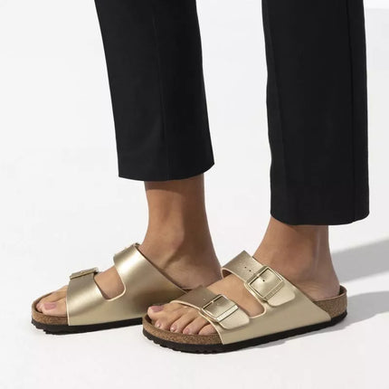 Birkenstock Arizona Birko-Flor Gold women's flip-flops regular wide (1016110)