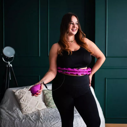 HULA HOP RINKINYS HHW12 VIOLETINIS SU SVORIAIS IR HMS DIRŽAS BR163 JUODAS PLUS SIZE