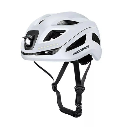 Rockbros ZK-077 Dviračio šalmas su integruotu visakrypčiu apšvietimu 57-61 cm - Baltas