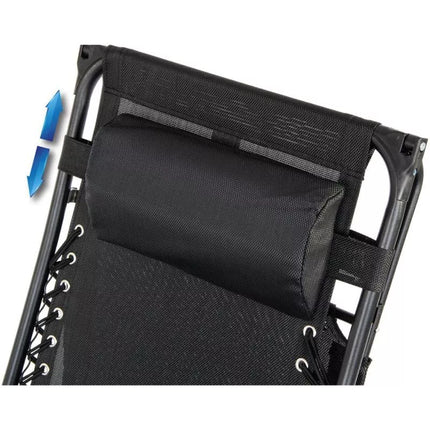 SULANKSTOMAS SODINIS GULTAS SU STOGELIU 173X52/65X110CM JUODA-PILKA