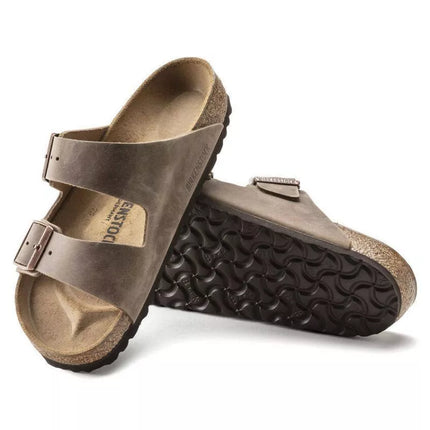 Birkenstock Arizona tabako rudos siauros vyriškos rudos šlepetės (0352203)