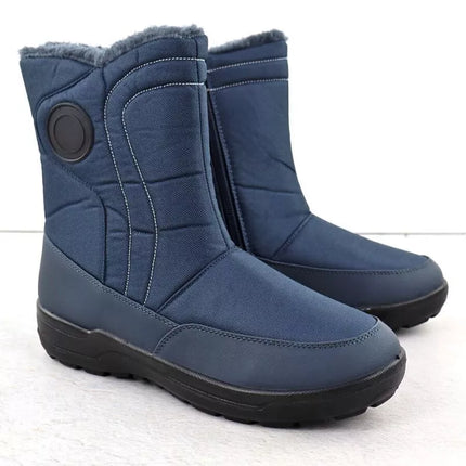 Women's flat insulated snow boots, navy blue, Potocki SU33310