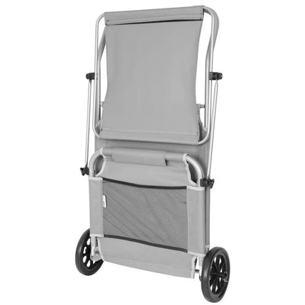 FOLDABLE BEACH CHAIR WITH CANOPY ON WHEELS 116x62x62-90CM GRAY