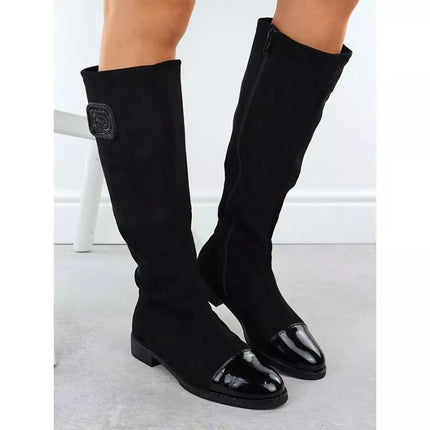 Women's patent suede boots, black, M.Daszyński MR2251-19