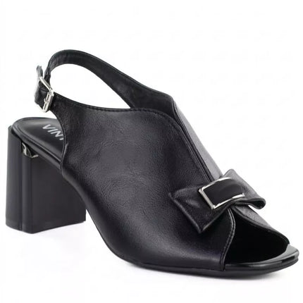 Women's black Jezzi RMR25112-3 block heel sandals with bow