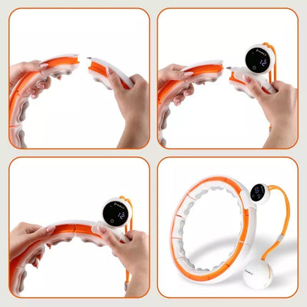 HHM21 HULA HOP WHITE/ORANGE WITH MAGNETS, TPE PROTECTION AND WEIGHT + HMS COUNTER