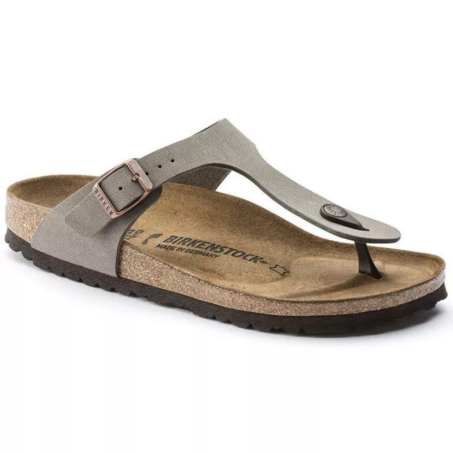 Birkenstock Gizeh Birko-Flor Nubuck Stone, Moteriški Šlepetės, Pilkšvai-Smėlinės, Reguliarus Plotis (43391)