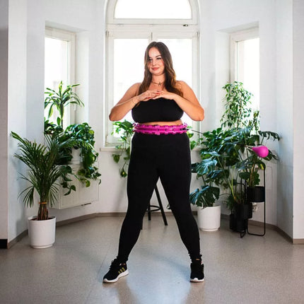 HULA HOP RINKINYS HHW12 VIOLETINIS SU SVORIAIS IR HMS DIRŽAS BR163 JUODAS PLUS SIZE