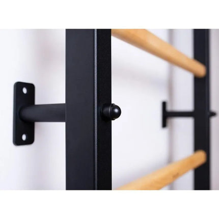 WOODEN AND METAL GYMNASTIC WALL BAR WITH WOODEN BAR AND ACCESSORIES BENCHK 221B A076
