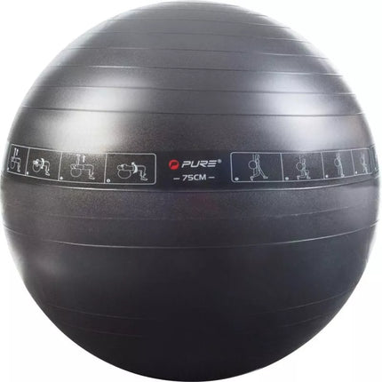 FITNESS BALL 75CM BLACK PURE 2 IMPROVE