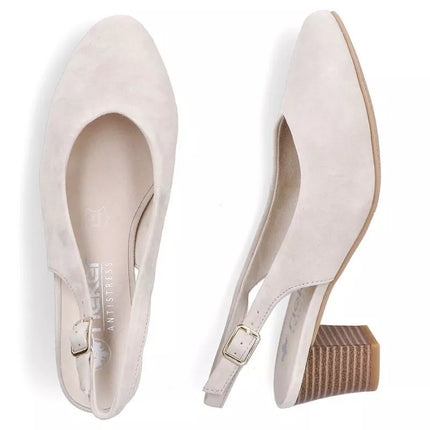 Beige leather open-toe pumps Rieker 44651-60