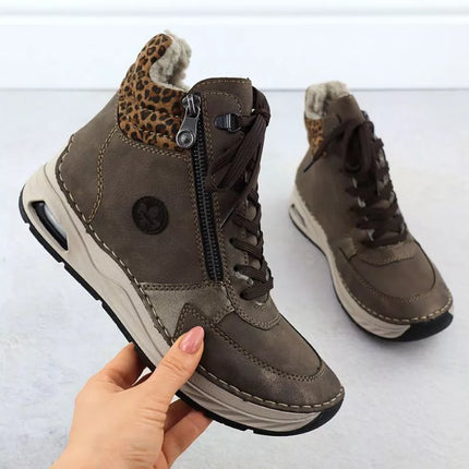 Women's brown leopard print ankle boots Rieker 44565-25