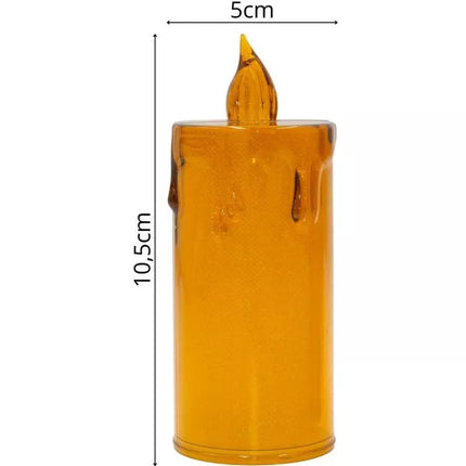 Dekoratyvinė žvakė 10,5 cm gintaro spalvos šiltai balta 1 LED