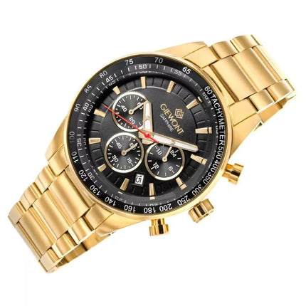 Men's Watch Giewont Chronograph Sapphire Gold Black GW9140-B4
