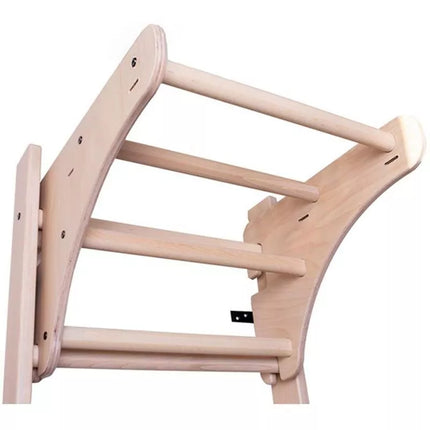 GYMNASTIC WOODEN AND METAL WALL BAR WITH 4 HANDLES WITH A WOODEN BAR BENCHK 211W
