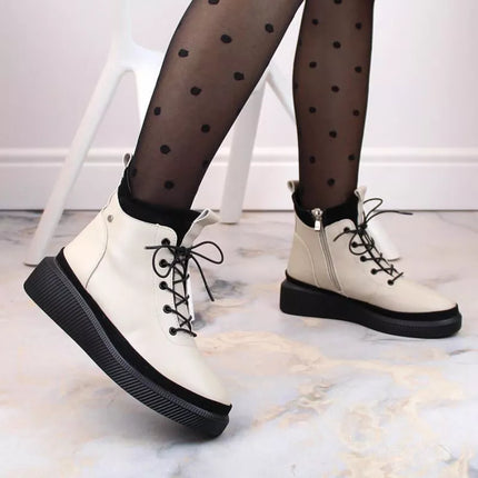 Filippo W PAW482 smėlio spalvos, izoliuoti, odiniai aulinukai su platforma