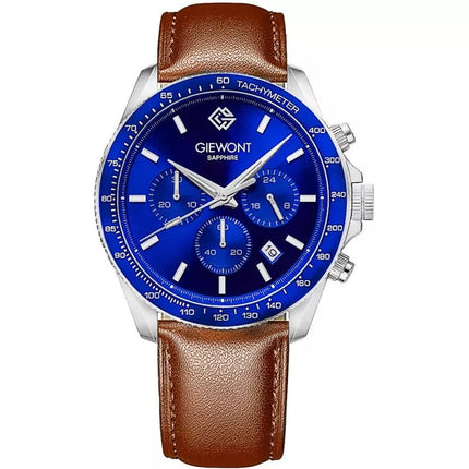 Vyriškas laikrodis Giewont Chronograph Safyro rudas mėlynas GW3520-A5