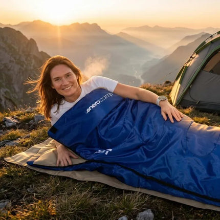 Mėlynas turistinis miegmaišis poilsiui 170x70cm ENERO CAMP