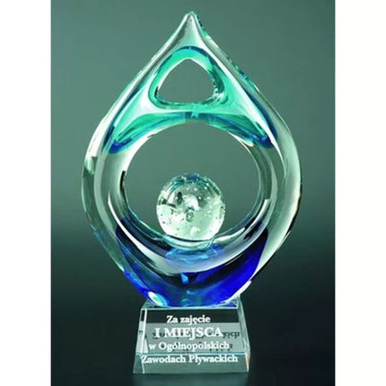 Engraved glass trophy with case