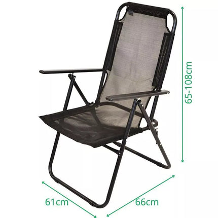 CAMPING CHAIR WITH ARMRESTS 61x66x65-108CM FOLDING BLACK ENERO CAMP