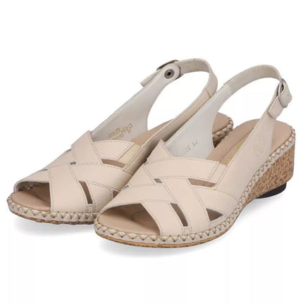 Rieker W RKR682 comfortable leather sandals beige