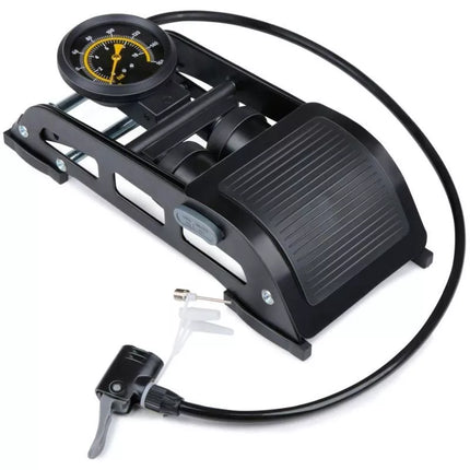 DUNLOP 2-PISTON FOOT PUMP WITH PRESSURE GAUGE BIKE CAR BALL