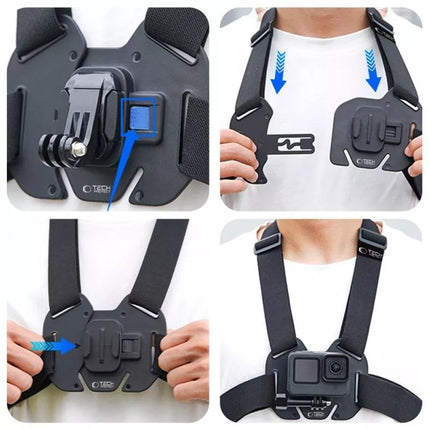 Tech-Protect GA100 Krūtinės laikiklis skirtas GoPro / DJI - Juodas