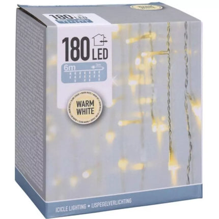 CHRISTMAS TREE LIGHTS OUTDOOR LIGHT CURTAIN 180 LED CONTROLLER TIMER WARM WHITE TRANSPARENT CABLE