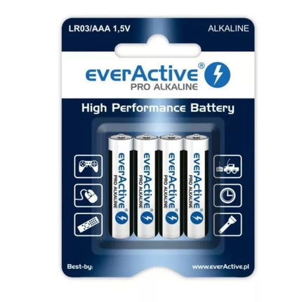 LR03 everActive AAA baterijos, 4 vnt. lizdinėje pakuotėje