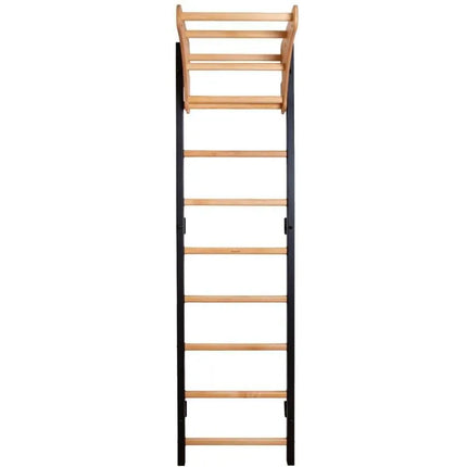 WOODEN AND METAL GYMNASTIC WALL BAR WITH WOODEN BAR BENCHK 711W