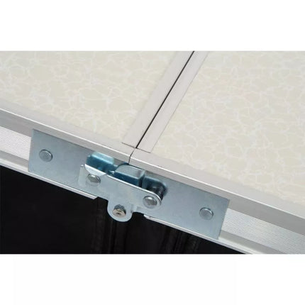 Sulankstomas kempingo stalas 120x47x70/62/54cm su spintele 33x30x36cm