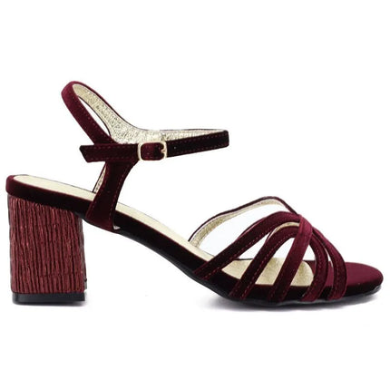 Women's Burgundy Block Heel Sandals D&A by S.Barski SR61-0102