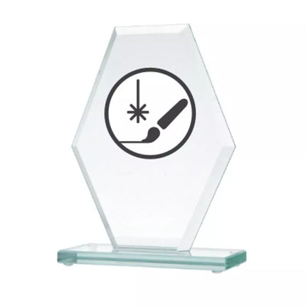 Engraved glass trophy + paint filling