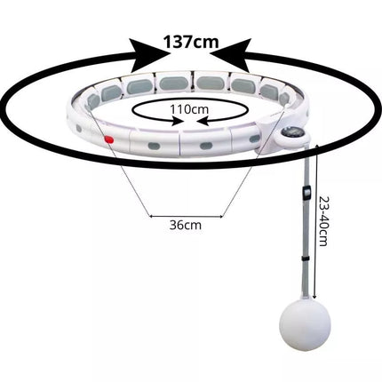 HULA HOP WITH MASSAGER, WEIGHT AND COUNTER, WHITE AND GREY ENERO FIT