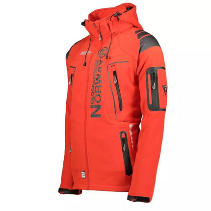 Geographical Norway Techno MEN 056 BS3 men's sports jacket with adjustable hood, waterproof, red (WU1060H/GN)
