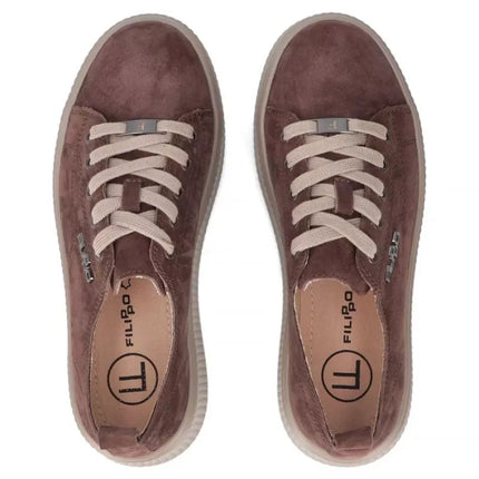 Leather platform sneakers, white, Filippo DP6122