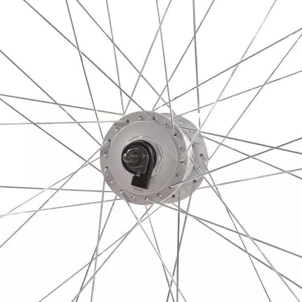 Priekinis 28 colių ratas su Shimano stebule, juodu ratlankiu