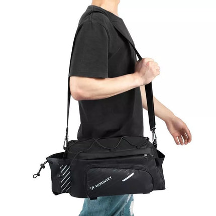 Wozinsky Bike Pannier Rack Bag with Shoulder Strap 9L (Rain Cover Included) Black (WBB22BK)