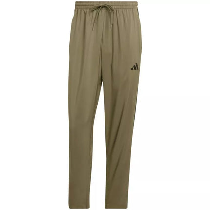 Vyriškos kelnės adidas Essentials Stanford su 3 dryželiais, atvirais kraštais, alyvuogių spalvos JE6401