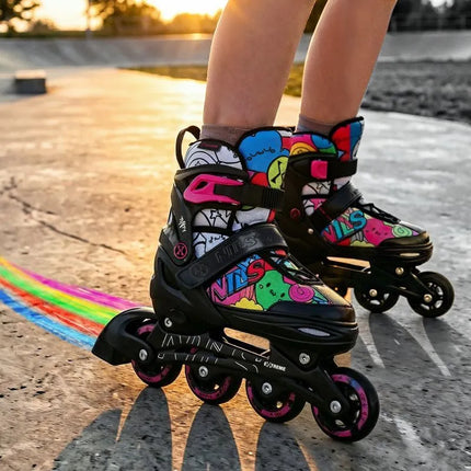 NH10907 4in1 ROLLER SKATES WITH EXTENDED HOCKEY BLADES TINTS PINK SIZE S(31-34) NILS EXTREME