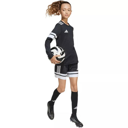 Vaikiškas adidas Squadra 25 džersis ilgomis rankovėmis, juodos ir baltos spalvos JJ0047