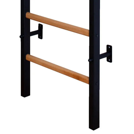 GYMNASTIC WOODEN AND METAL WALL BAR WITH 4 HANDLES WITH A WOODEN BAR BENCHK 211B