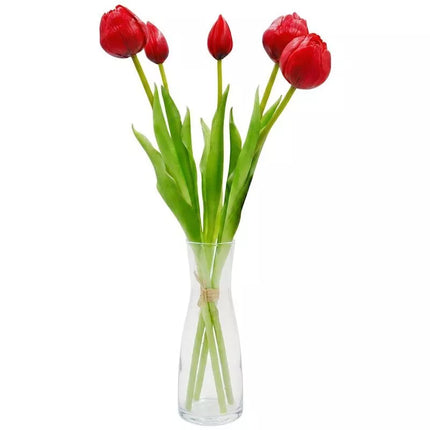 BOUQUET OF 5 RED PEONY TULIPS 39 CM LIFE-LIKE SPRING DECORATION