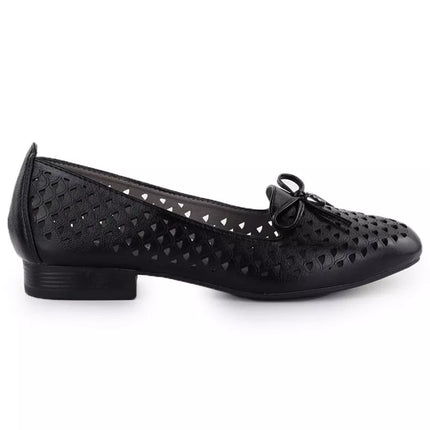 Women's openwork lords shoes black Jezzi 222-5